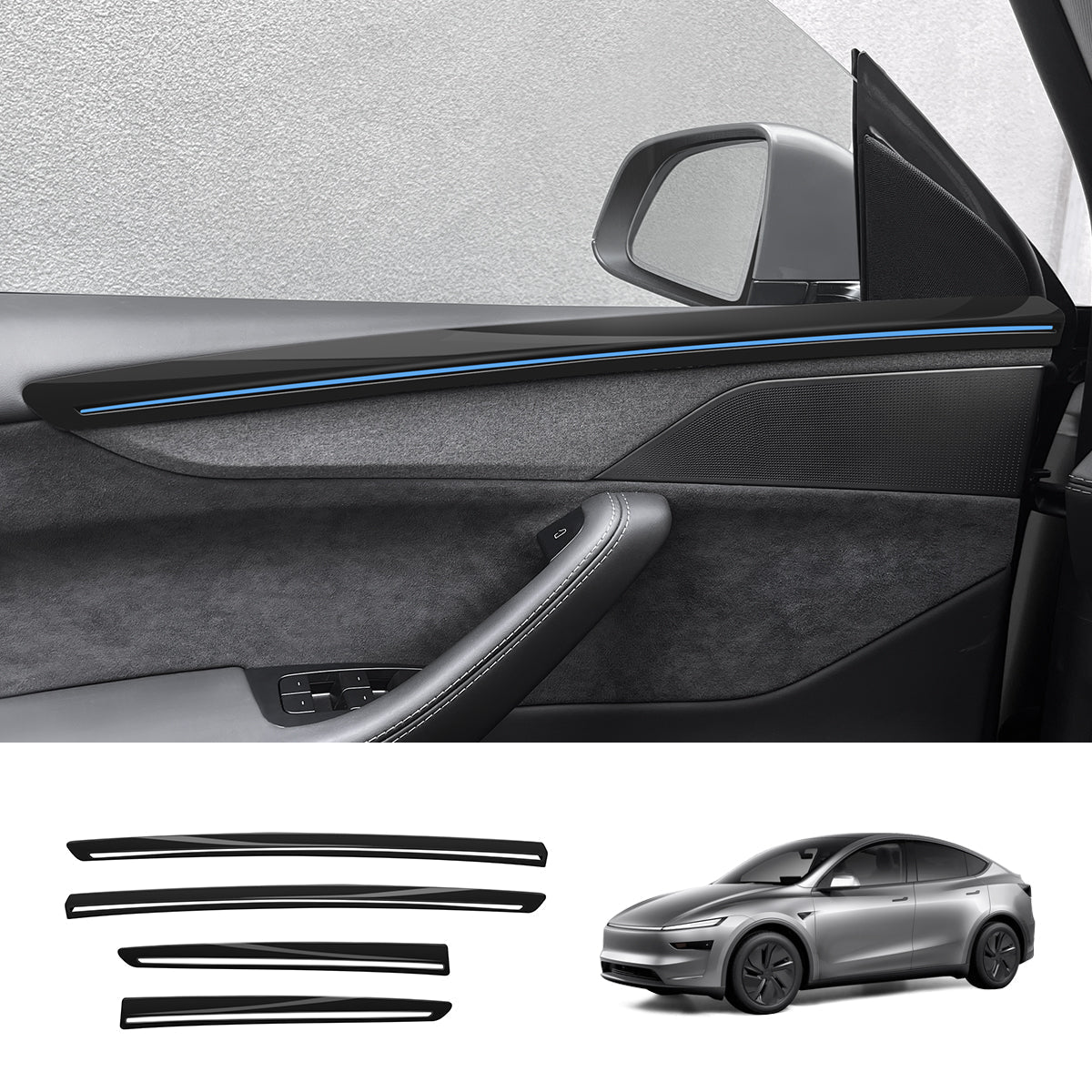 ABS Interior Door Panel Upper Trim Covers (4PCS) for Tesla Model Y Juniper 2025+