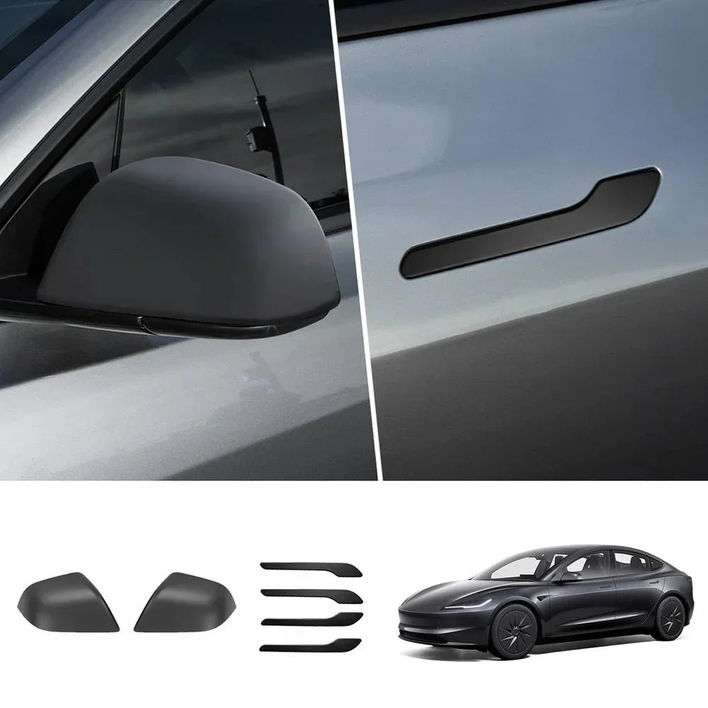 ABS Side Mirror Covers & Door Handle Covers for Tesla Model 3 Highland Standard 2025+