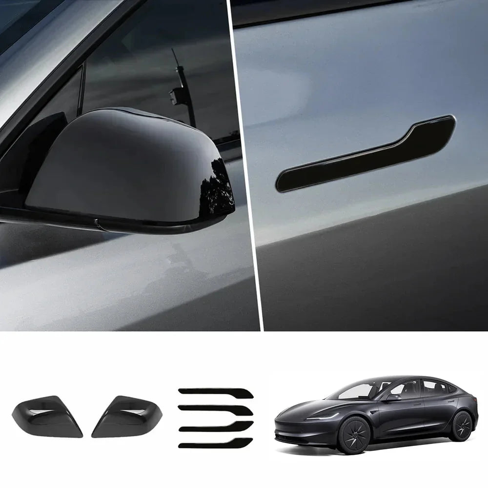 ABS Side Mirror Covers & Door Handle Covers for Tesla Model 3 Highland Standard 2025+