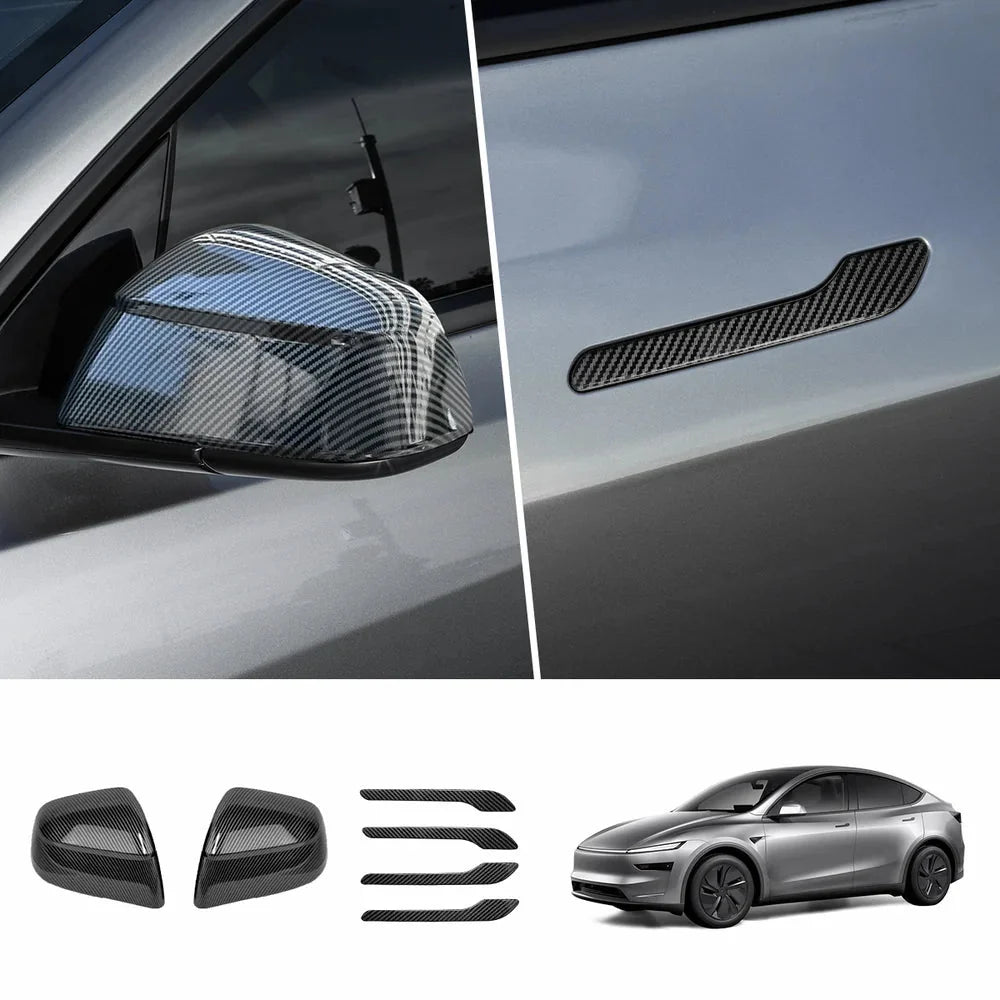 ABS Side Mirror Covers & Door Handle Covers for Tesla Model Y Juniper 2025+ / Model 3 Highland 2024+