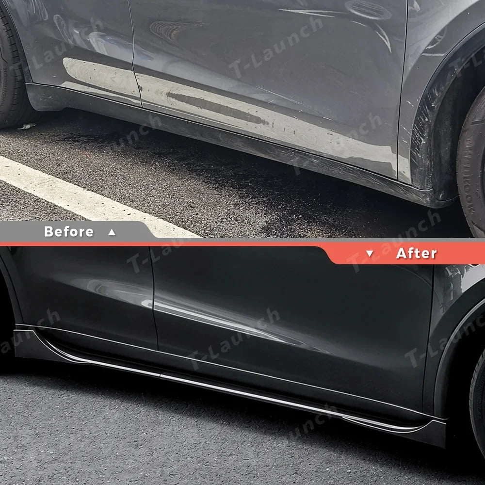 3-Piece Front Lip Spoiler & Fog Light Trim & Split-Type Side Skirts for Tesla Model Y Juniper 2025+