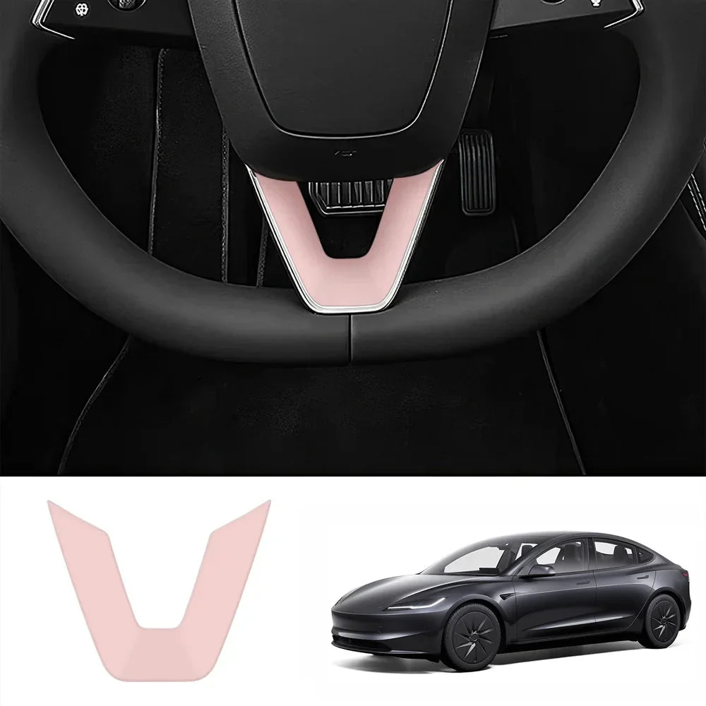 ABS Steering Wheel Center & V-Shape Trim for Tesla Model 3 Highland Standard 2025+