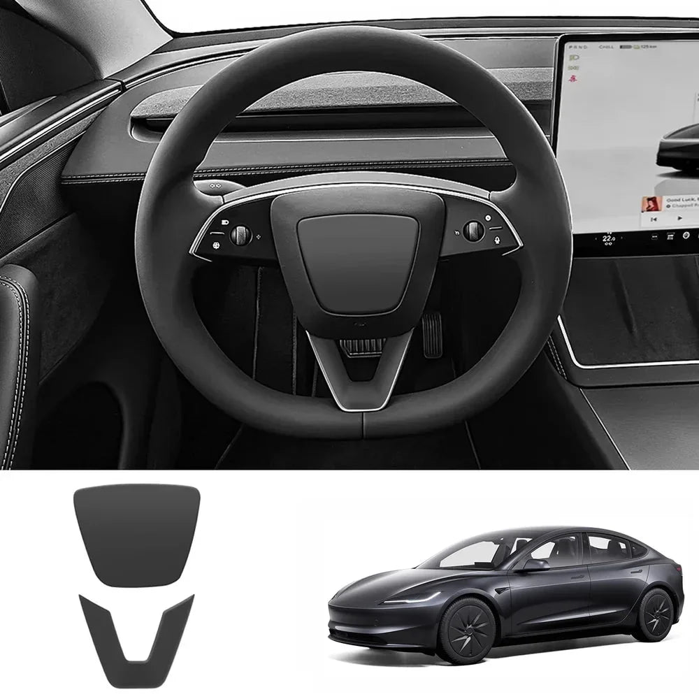 ABS Steering Wheel Center & V-Shape Trim for Tesla Model 3 Highland Standard 2025+