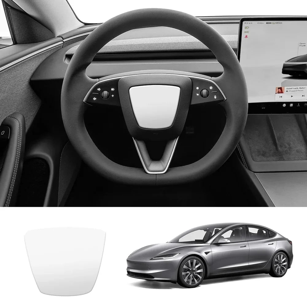 ABS Steering Wheel Center & V-Shape Trim for Tesla Model Y Juniper 2025+ / Model 3 Highland 2024+