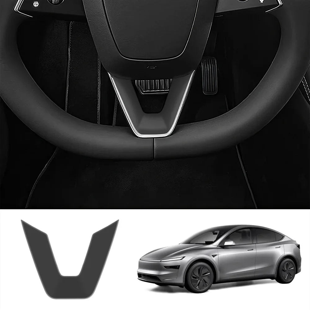 ABS Steering Wheel Center & V-Shape Trim for Tesla Model Y Juniper 2025+ / Model 3 Highland 2024+