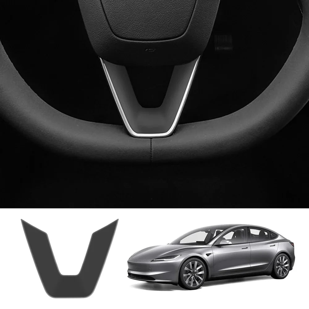 ABS Steering Wheel Center & V-Shape Trim for Tesla Model Y Juniper 2025+ / Model 3 Highland 2024+