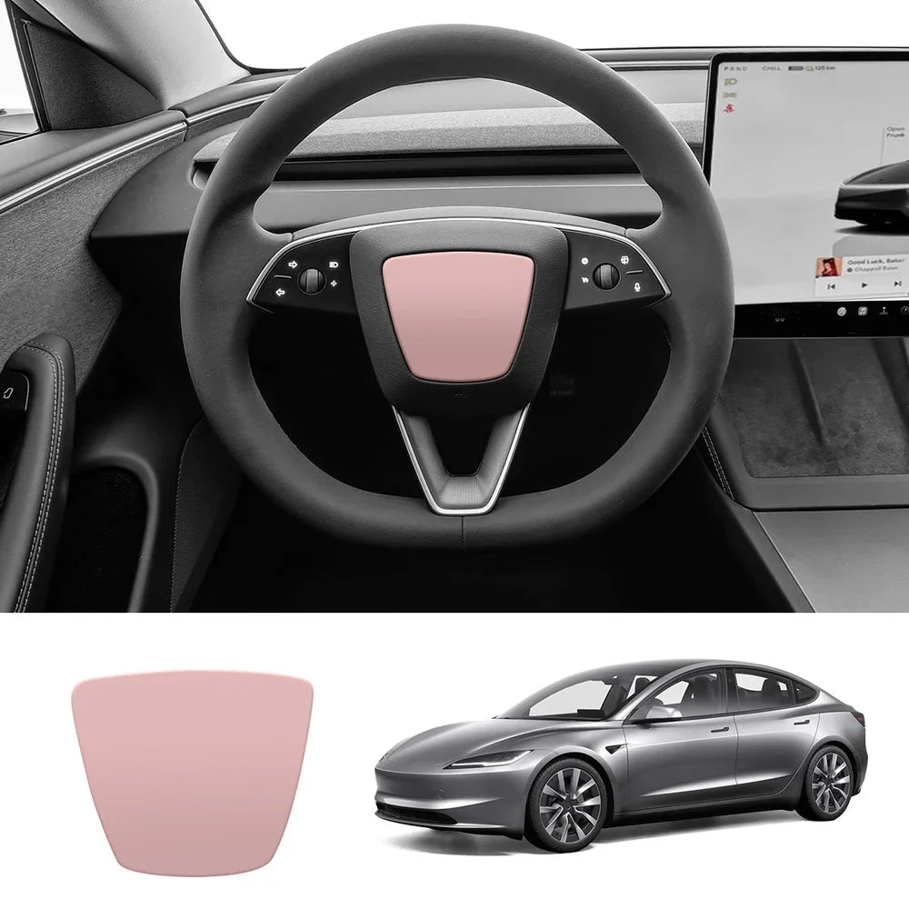 ABS Steering Wheel Center & V-Shape Trim for Tesla Model Y Juniper 2025+ / Model 3 Highland 2024+