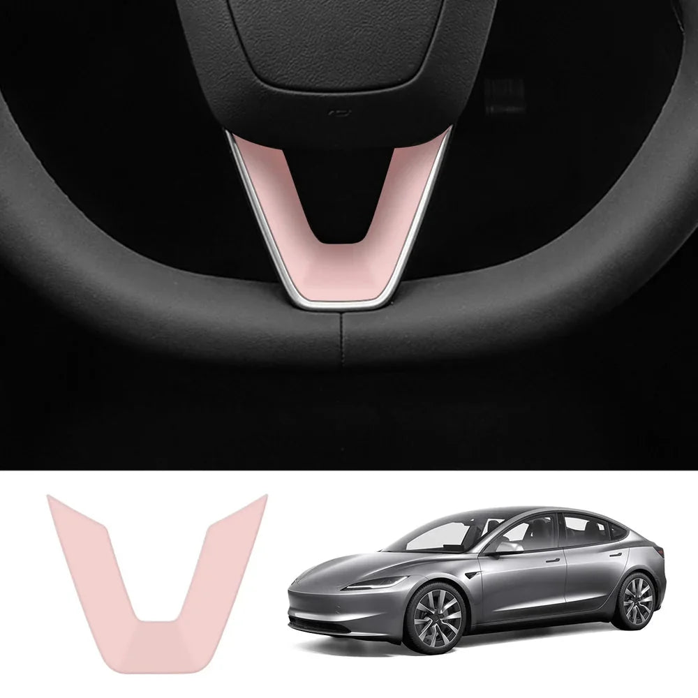 ABS Steering Wheel Center & V-Shape Trim for Tesla Model Y Juniper 2025+ / Model 3 Highland 2024+