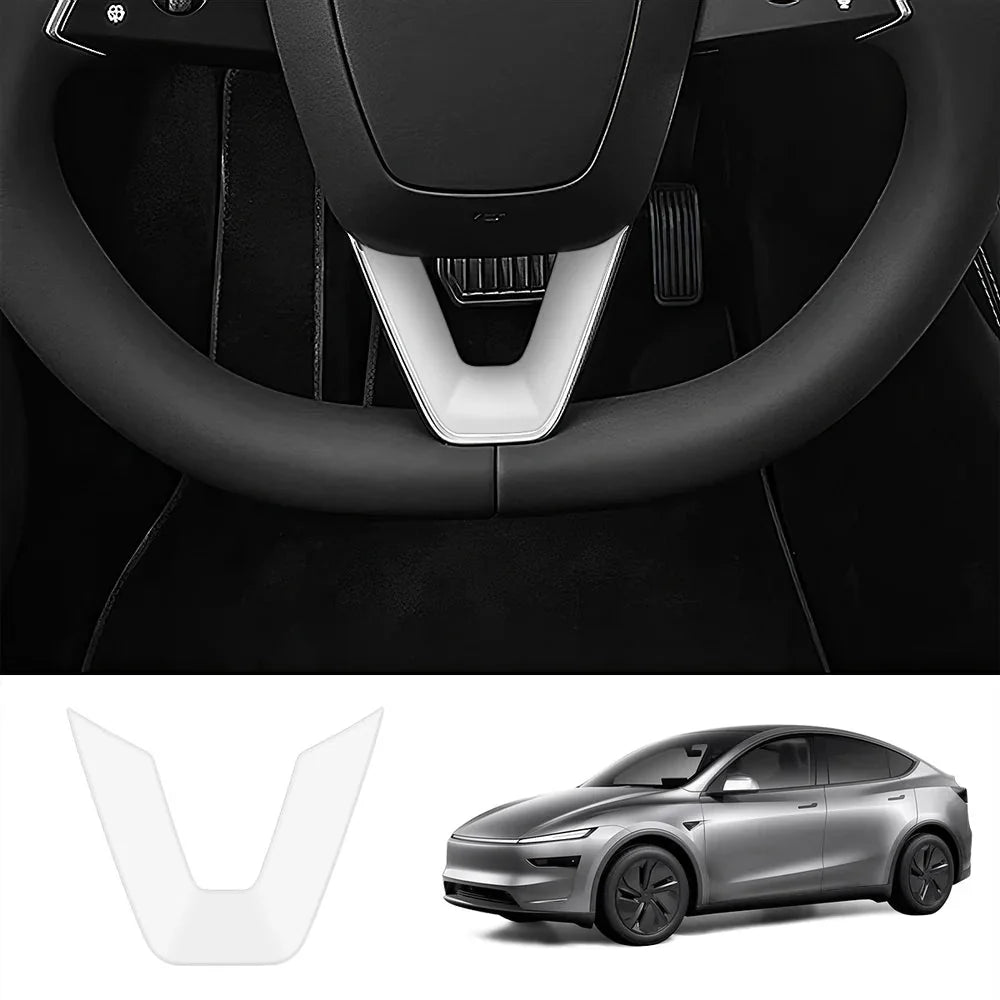 ABS Steering Wheel Center & V-Shape Trim for Tesla Model Y Juniper 2025+ / Model 3 Highland 2024+
