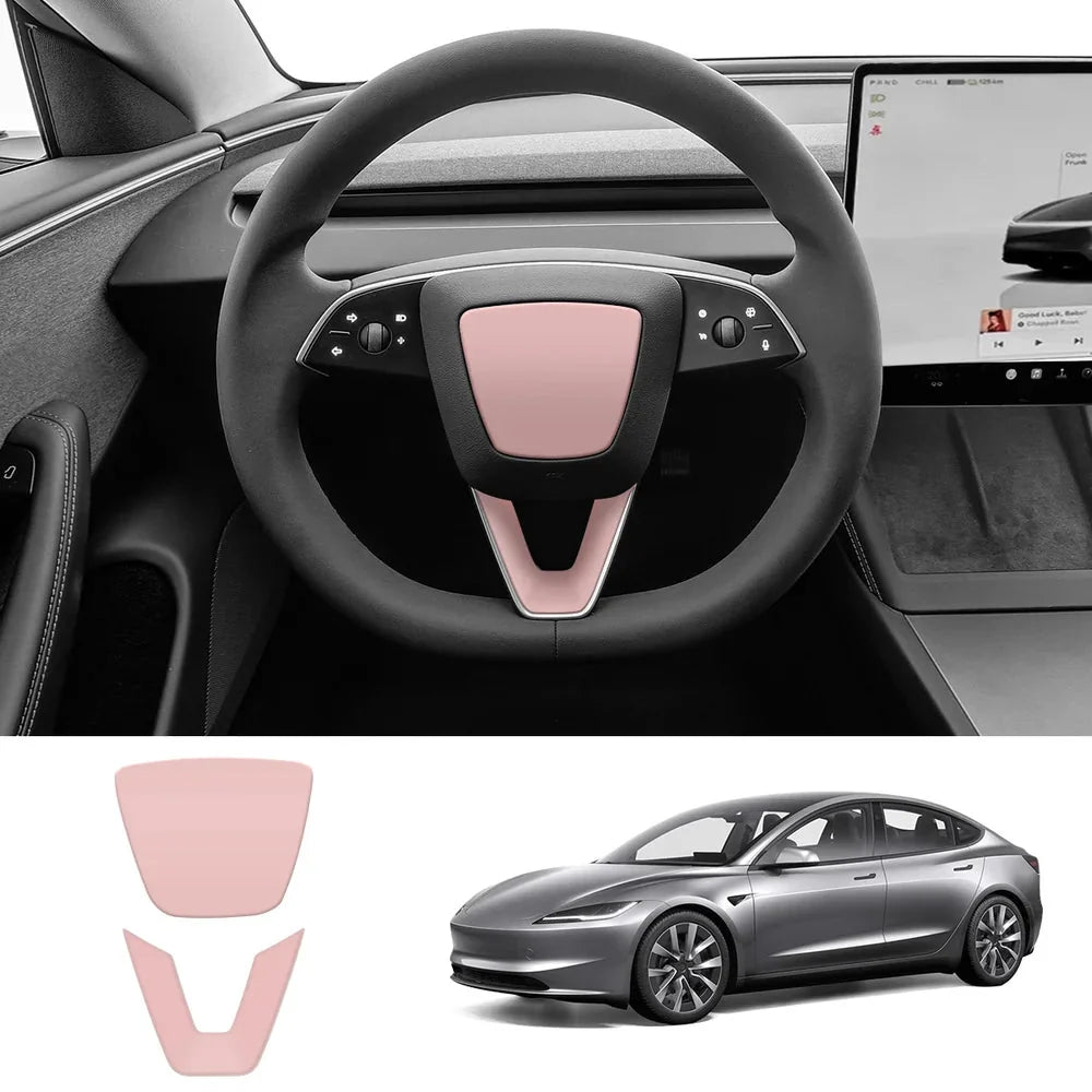 ABS Steering Wheel Center & V-Shape Trim for Tesla Model Y Juniper 2025+ / Model 3 Highland 2024+