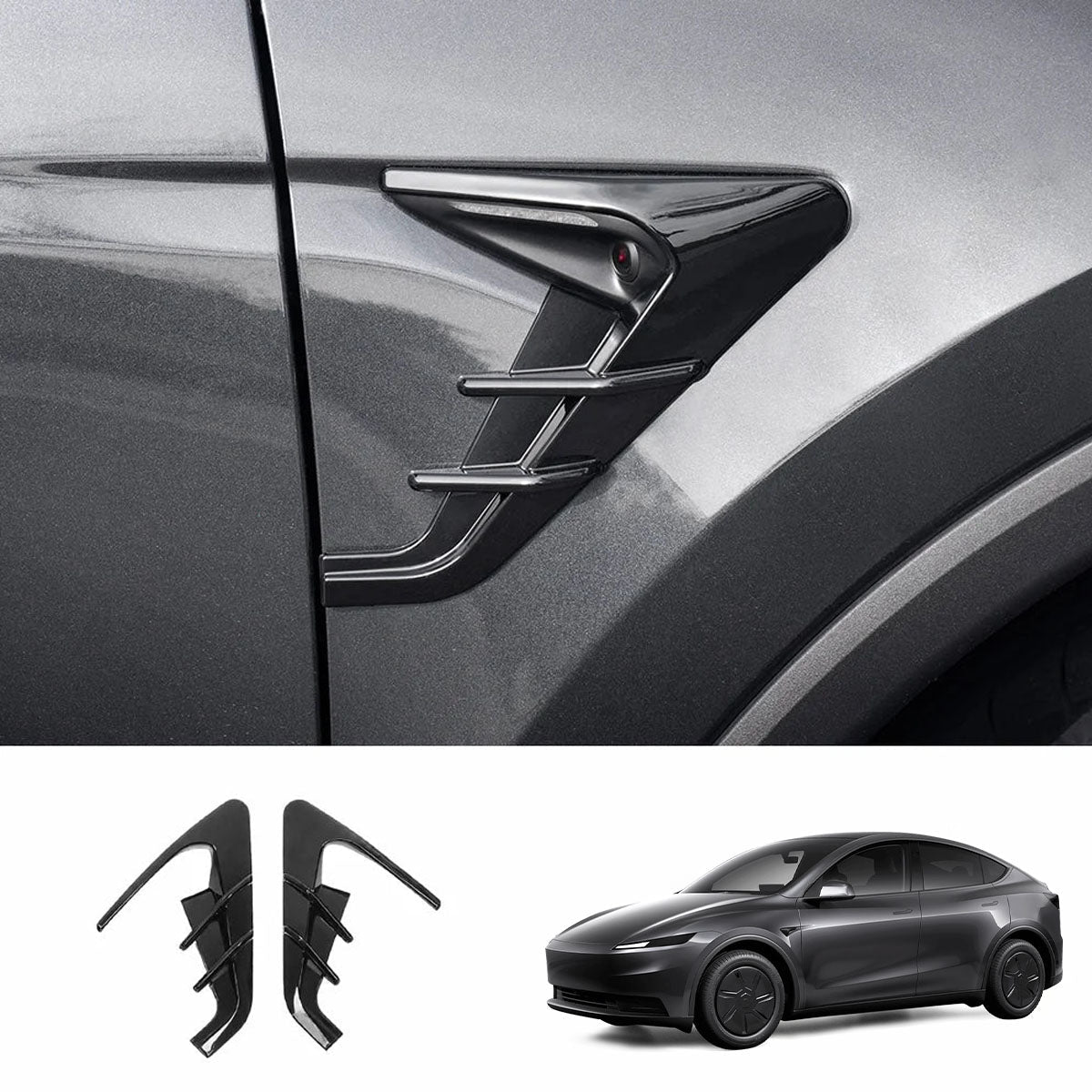 ABS Turn Signal & Camera Covers with Air Blades for 2026 New Tesla Model Y Standard