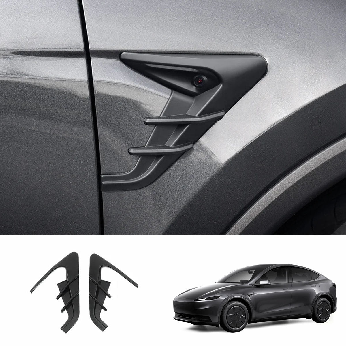 ABS Turn Signal & Camera Covers with Air Blades for 2026 New Tesla Model Y Standard
