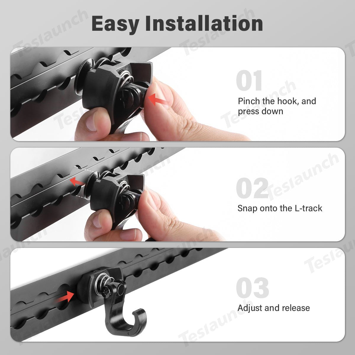 Adjustable L-Track Single Stud Gear Hook for Cybertruck