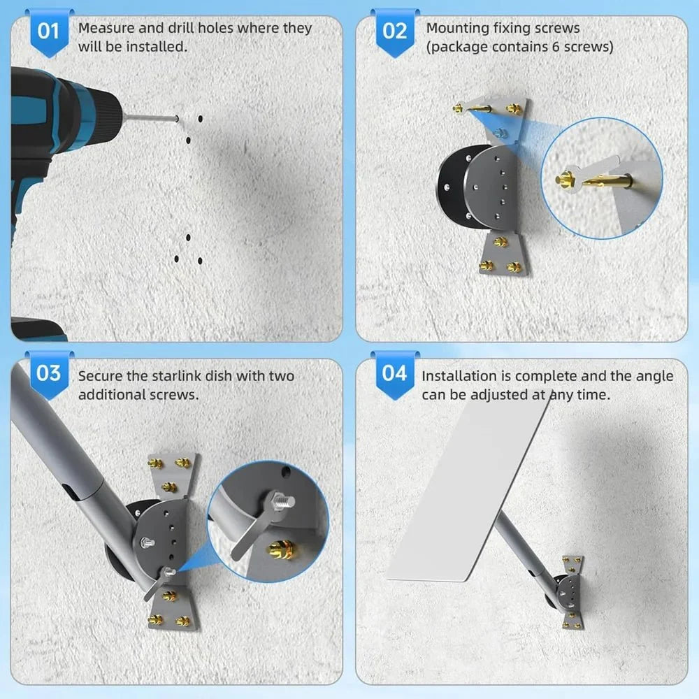 Adjustable Roof Pole Mounting Kit for Starlink Gen 2 Dish