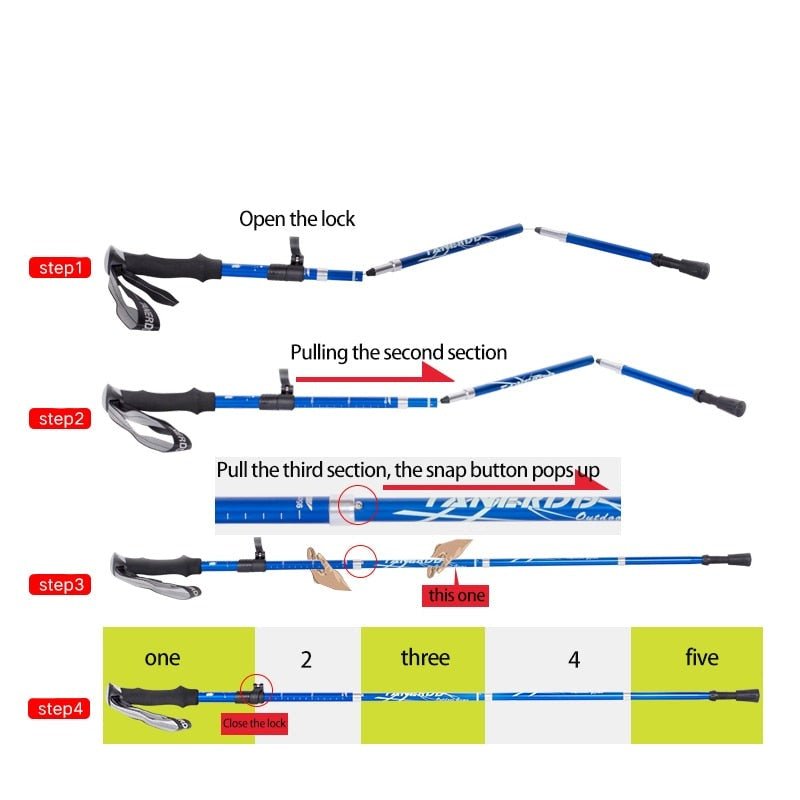 Miroken | Adjustable Trekking Poles - Lightweight & Foldable for Hiking & Walking