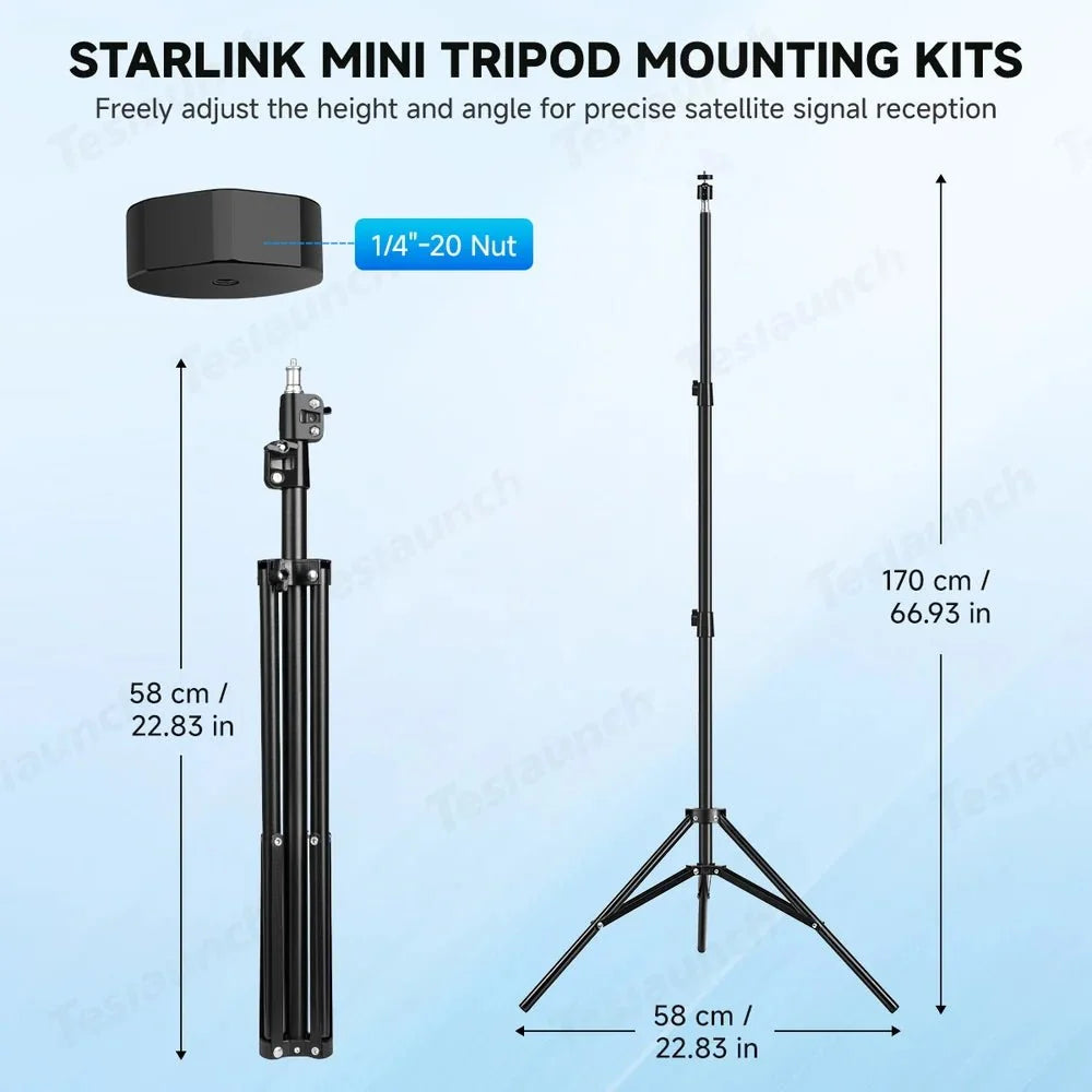 Adjustable Tripod Mount with 1/4″-20 Thread Pipe Adapter for Starlink Mini