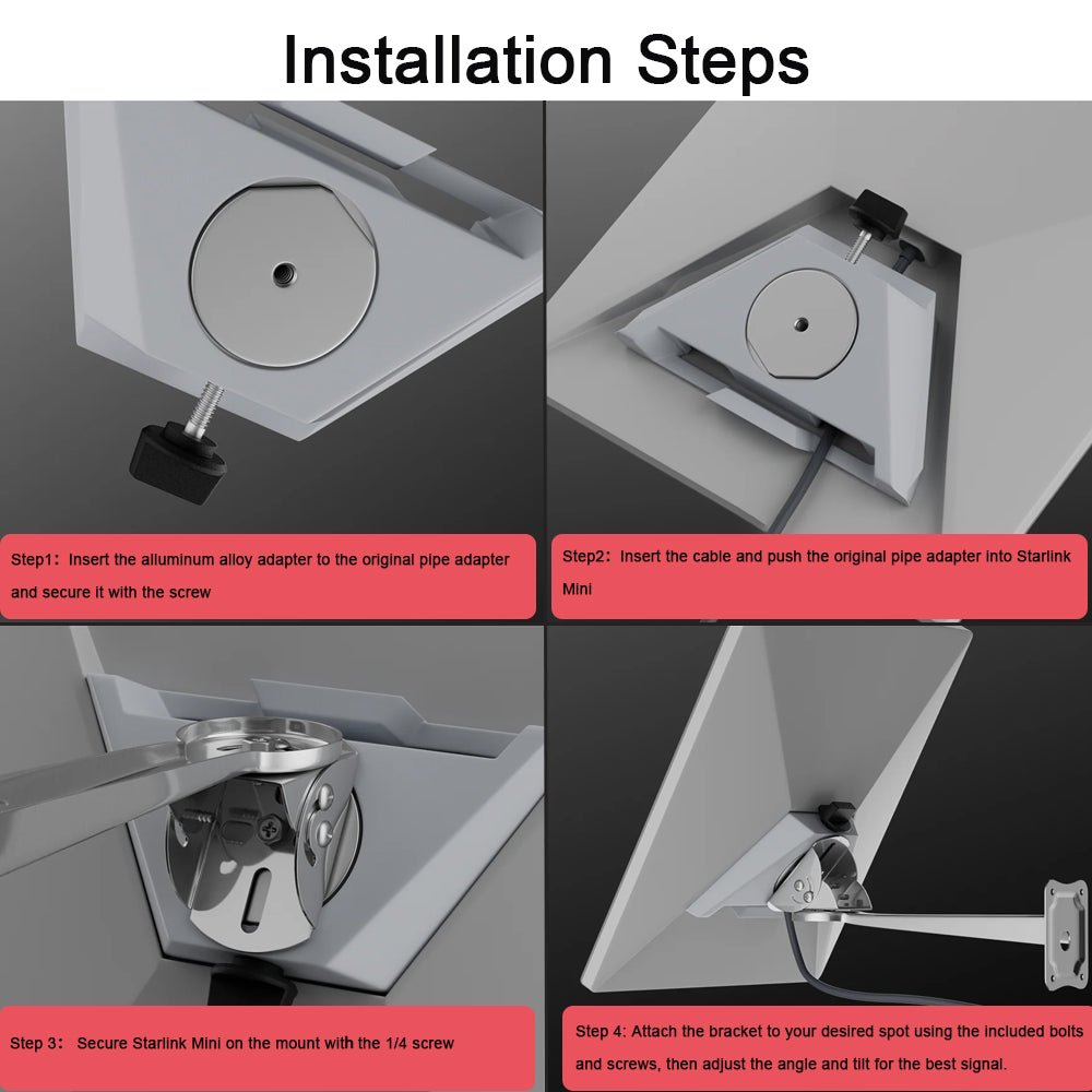 Adjustable Wall Mount Kit for Starlink Mini Dish