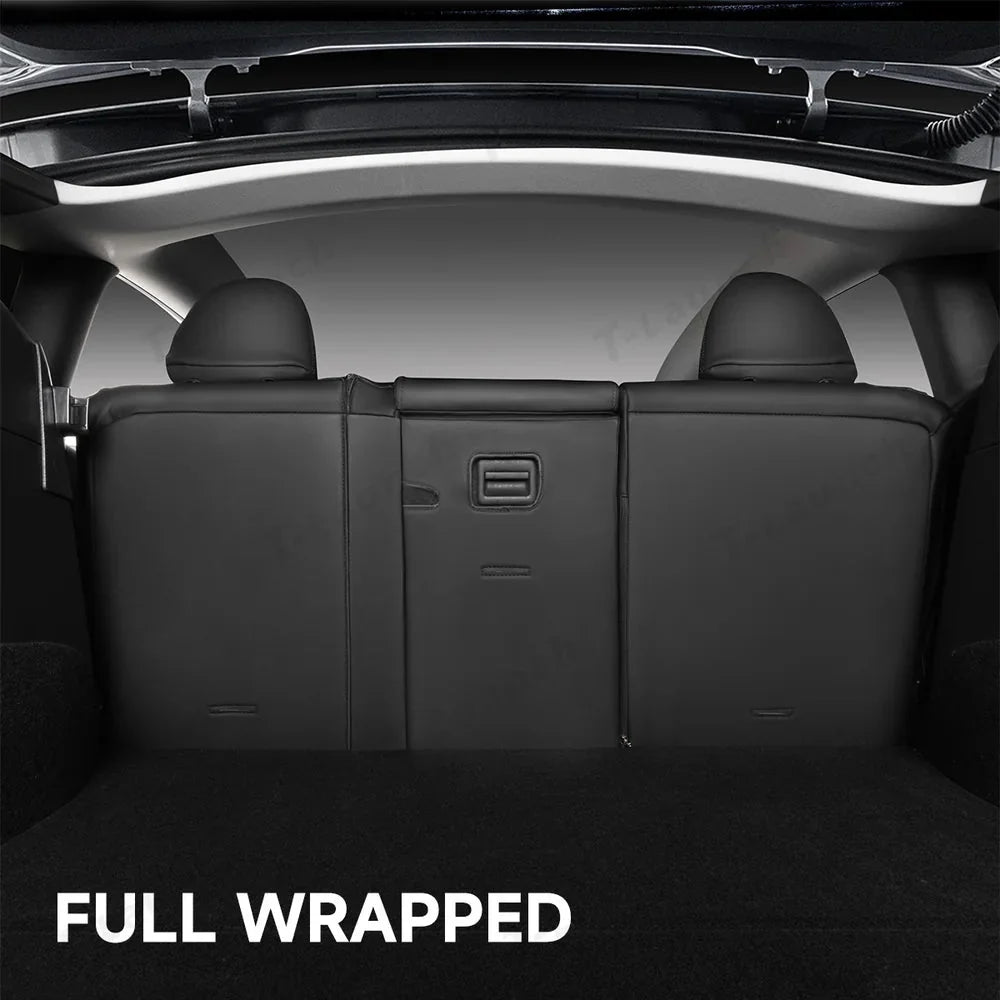 Alcantara All-Inclusive Seat Covers for Tesla Model 3 (2018-2025+) / Model Y (2021-2025+) (Luxury Red Stitching Design)