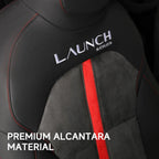 Alcantara All-Inclusive Seat Covers for Tesla Model 3 (2018-2025+) / Model Y (2021-2025+) (Luxury Red Stitching Design)
