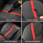 Alcantara All-Inclusive Seat Covers for Tesla Model 3 (2018-2025+) / Model Y (2021-2025+) (Luxury Red Stitching Design)