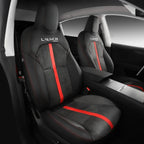 Alcantara All-Inclusive Seat Covers for Tesla Model 3 (2018-2025+) / Model Y (2021-2025+) (Luxury Red Stitching Design)