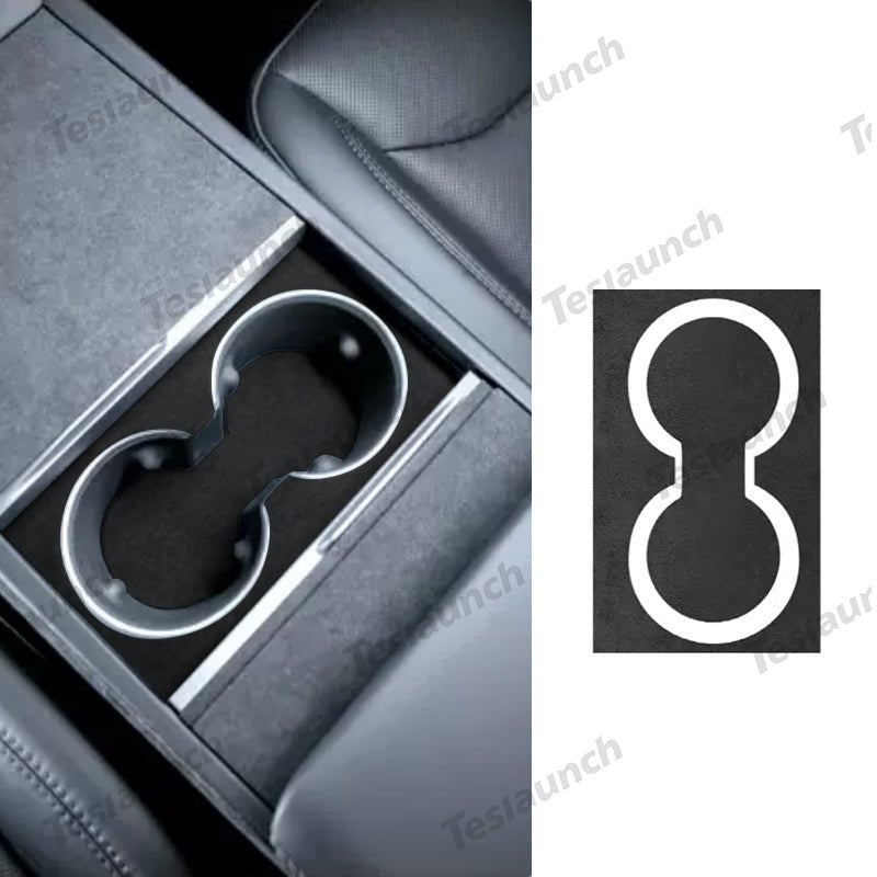 Alcantara Center Console Cup Holder Cover Sticker for Tesla Model Y Juniper 2025+