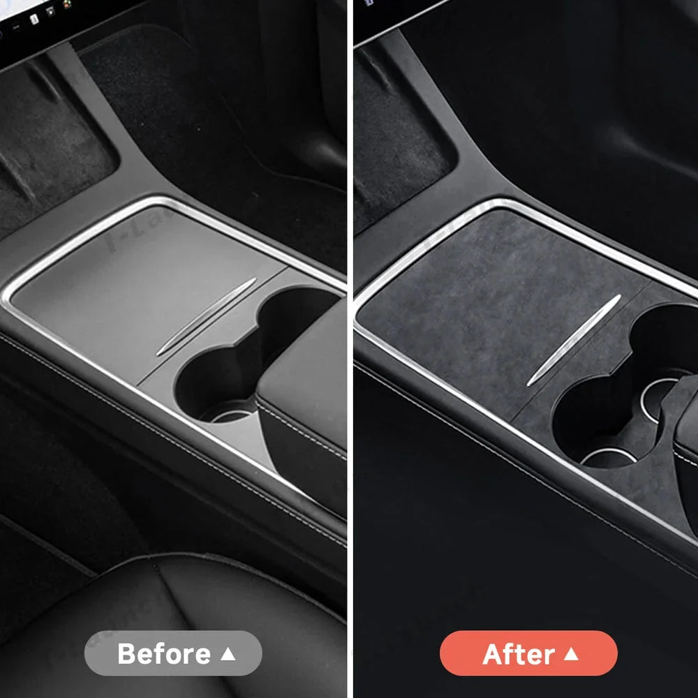 Alcantara Center Console Sticker Cover For Tesla Model 3/Y (2017-2023)