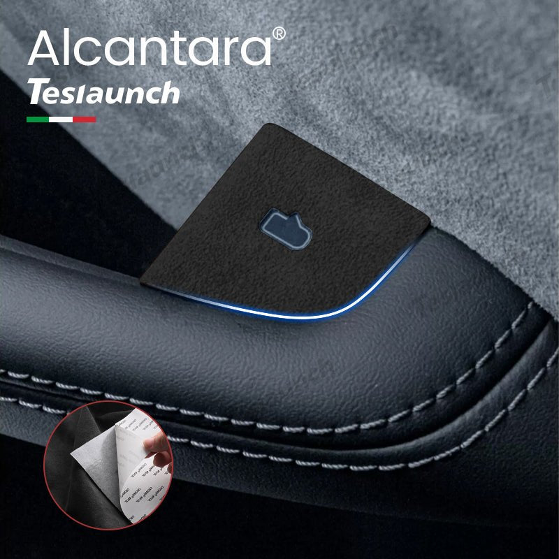 Alcantara Door Button Switch Cover Sticker 4 PCS For 2024+ Model 3 Highland
