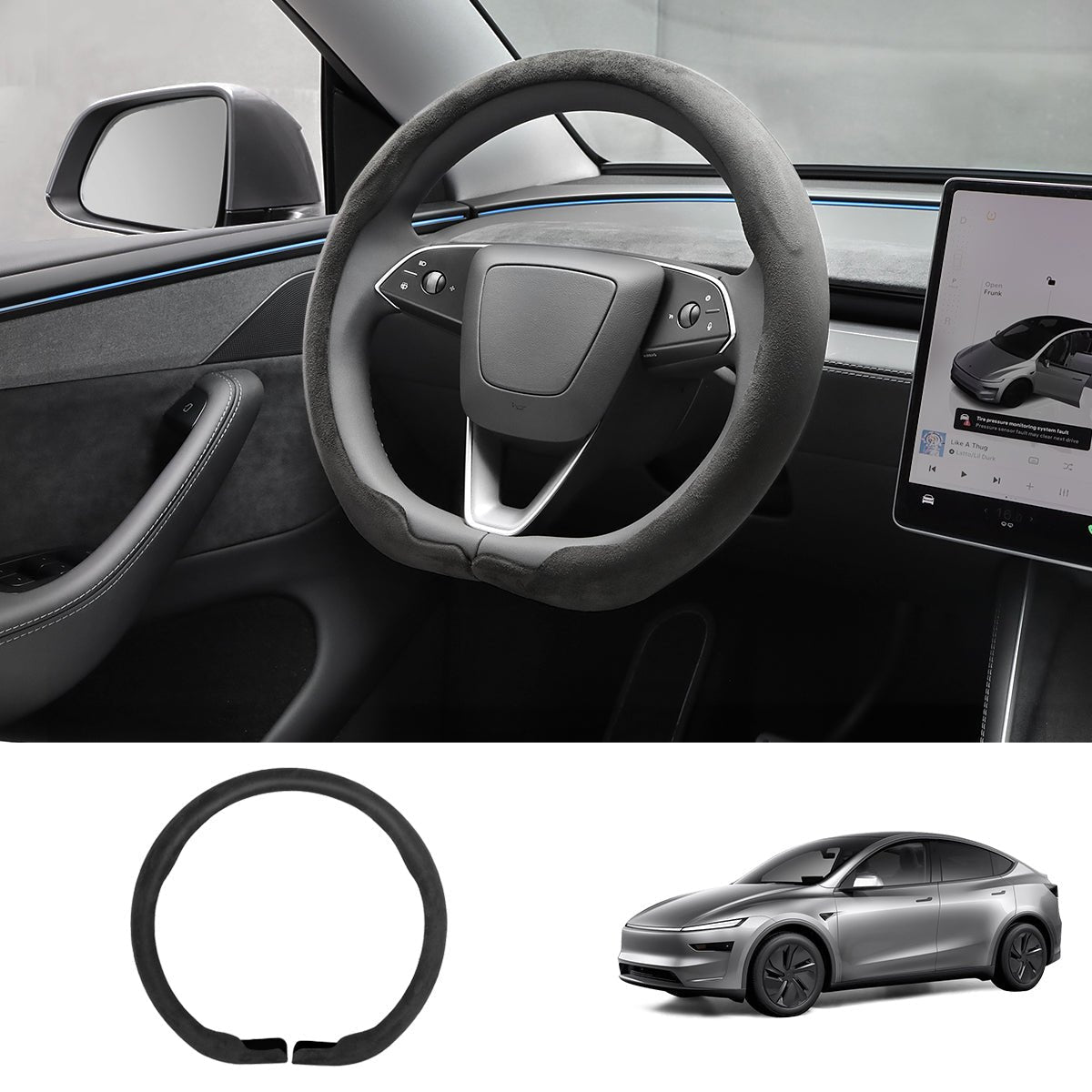 Alcantara Half-Open Steering Wheel Cover for Tesla Model 3/Y