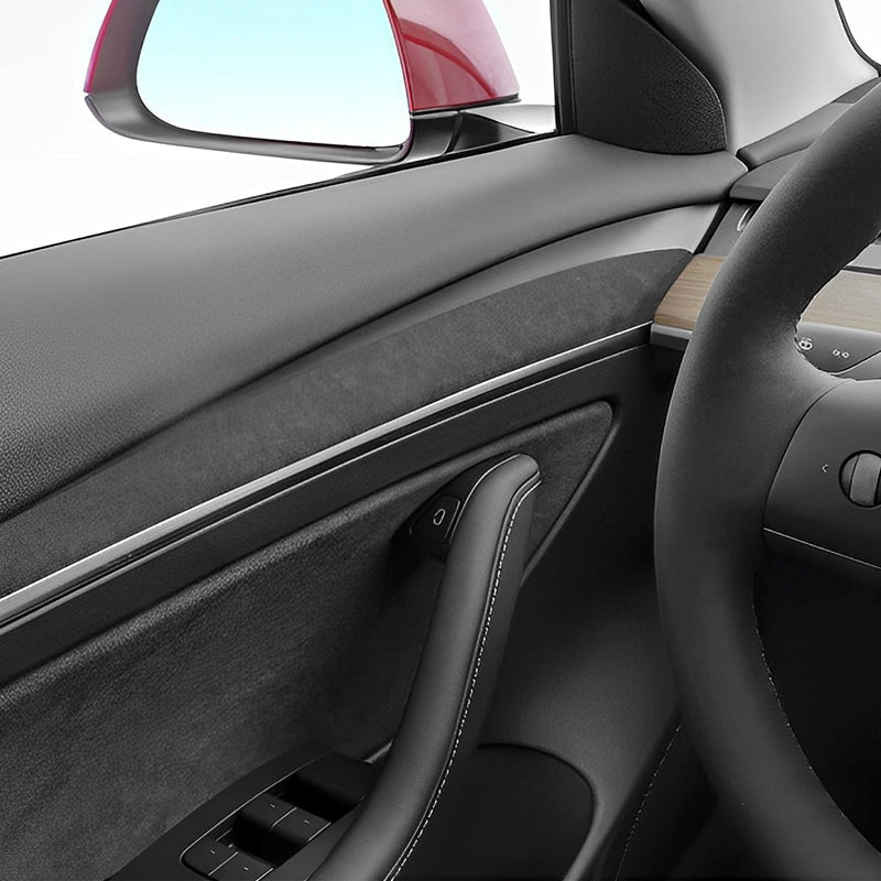 Alcantara Interior Front Door Trim Panel Caps (2 PCS) for Tesla Model 3 (2021-2023) and Model Y 2023-2024