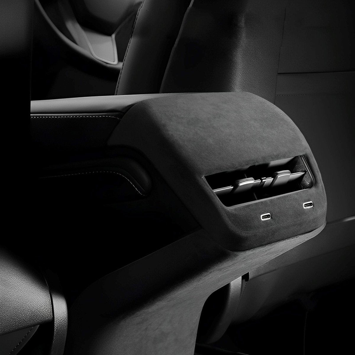 Alcantara Rear AC Vent Cover and Rear Anti-kick Cover For Tesla Model 3/Y (2017-2023)