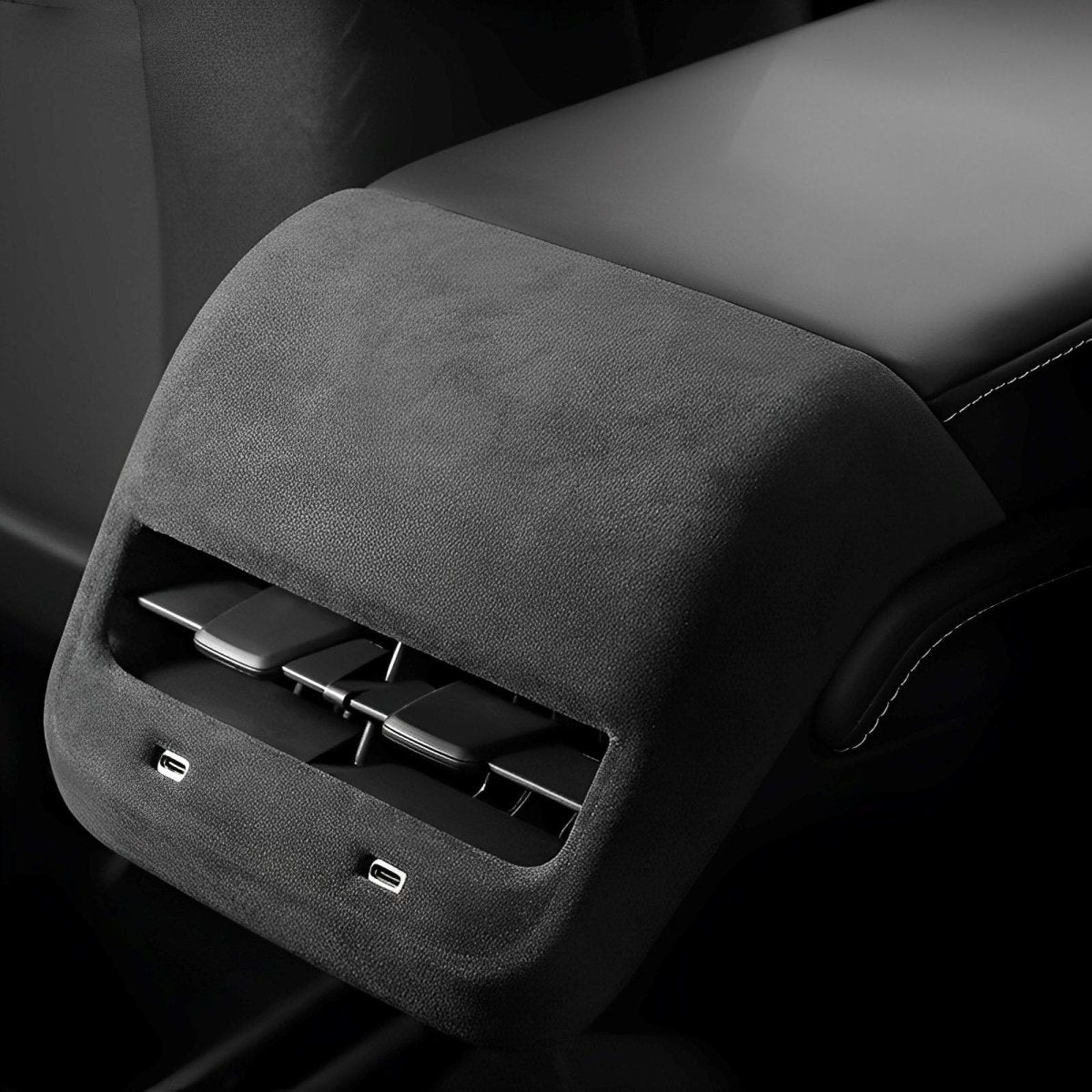 Alcantara Rear AC Vent Cover and Rear Anti-kick Cover For Tesla Model 3/Y (2017-2023)