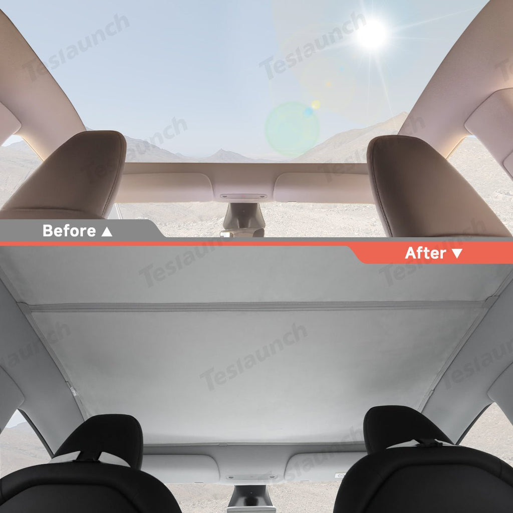 Alcantara Split Nano Ice Crystal Glass Roof Sunshade for Tesla Model Y Juniper 2025+