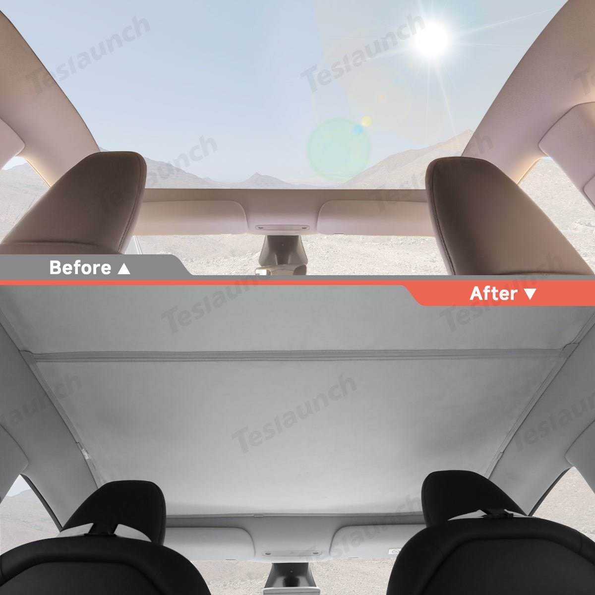 Alcantara Split Nano Ice Crystal Glass Roof Sunshade for Tesla Model Y Juniper 2025+