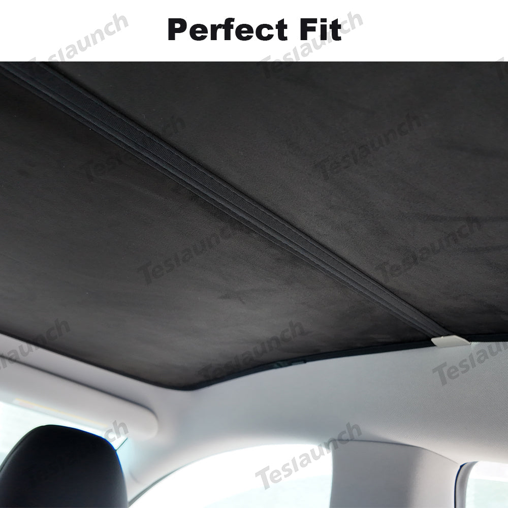 Alcantara Split Nano Ice Crystal Glass Roof Sunshade for Tesla Model Y Juniper 2025+