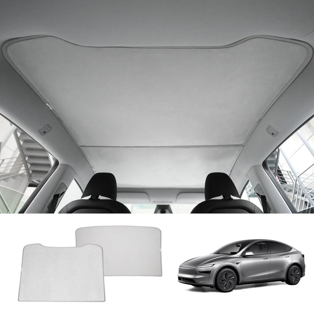 Alcantara Split Nano Ice Crystal Glass Roof Sunshade for Tesla Model Y Juniper 2025+