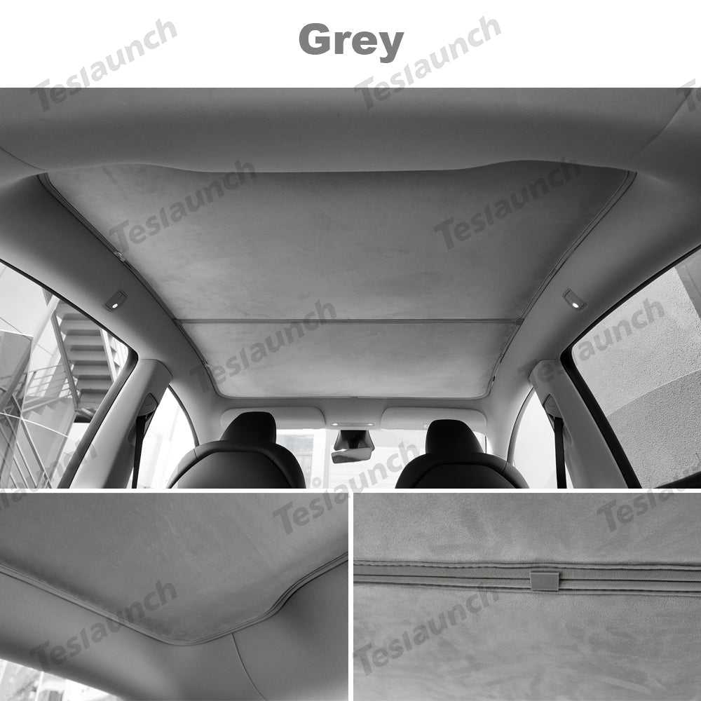 Alcantara Split Nano Ice Crystal Glass Roof Sunshade for Tesla Model Y Juniper 2025+