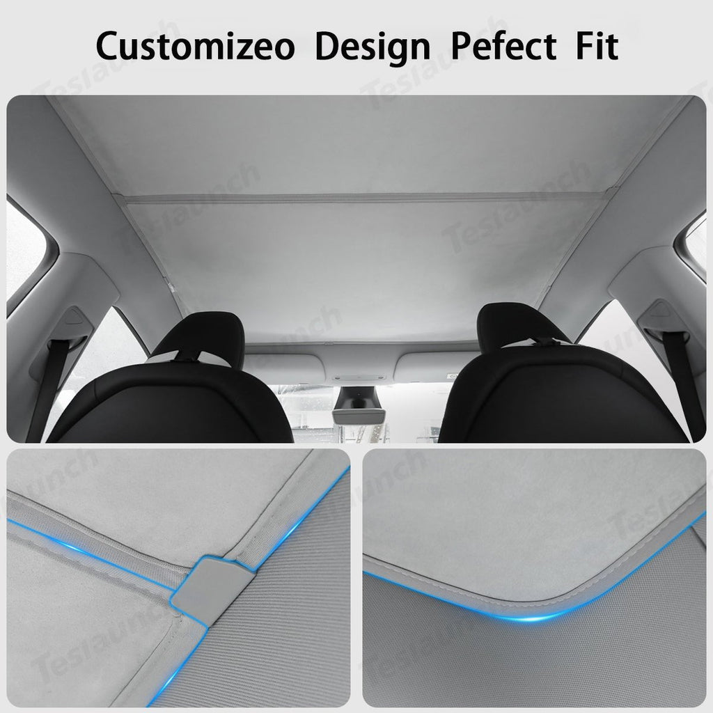 Alcantara Split Nano Ice Crystal Glass Roof Sunshade for Tesla Model Y Juniper 2025+