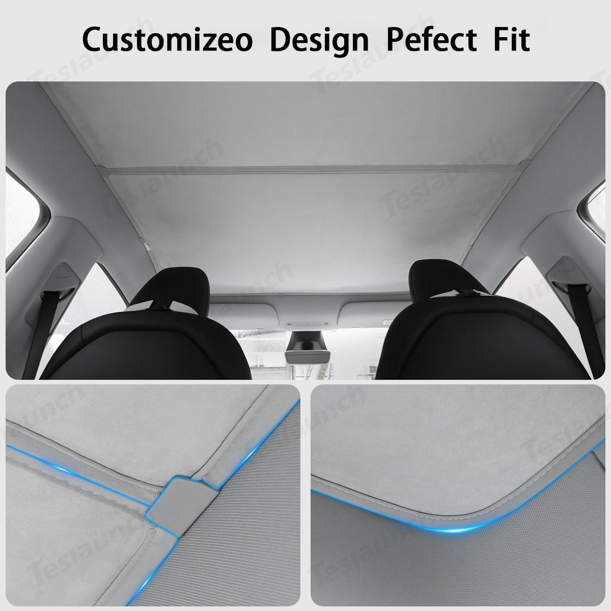 Alcantara Split Nano Ice Crystal Glass Roof Sunshade for Tesla Model Y Juniper 2025+