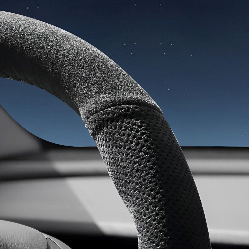 Alcantara Steering Wheel Cover (Hand Stitch, Half-Open, One-Piece) for Tesla Model 3 Highland Standard 2025+