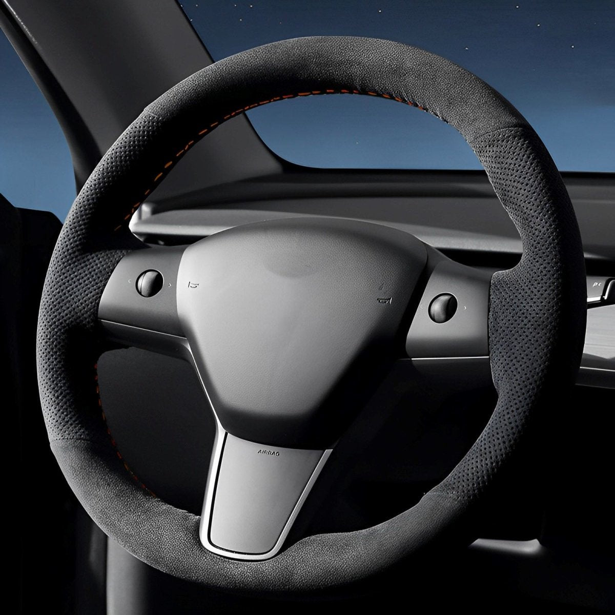 Alcantara Steering Wheel Cover (Hand Stitch, Half-Open, One-Piece) for 2026 New Tesla Model Y Standard