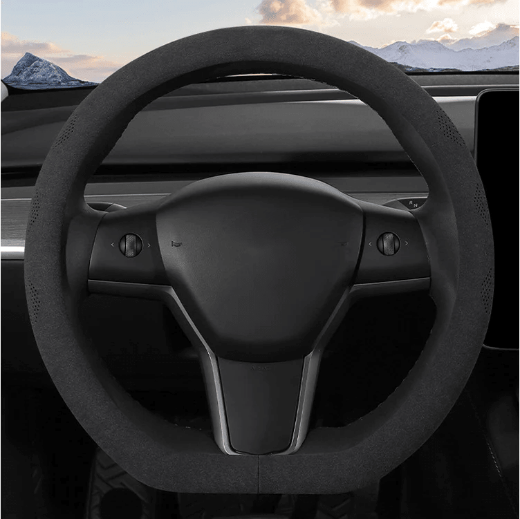 Alcantara Ultra Thin Sweat Absorbing Steering Wheel Cover for Tesla Model 3/Y