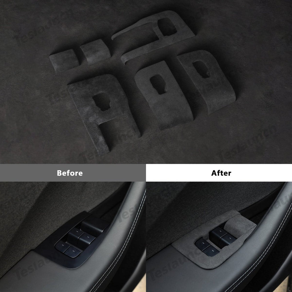 Alcantara Window Switch Button Cover 6 PCS For 2024+ Model 3 Highland