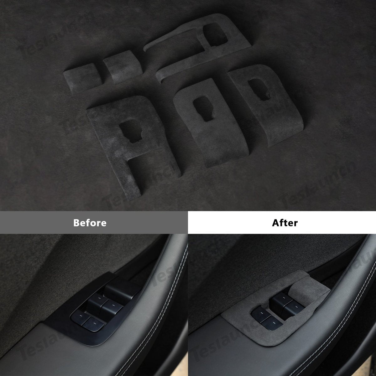 Alcantara Window Switch Button Cover 6 PCS For 2024+ Model 3 Highland