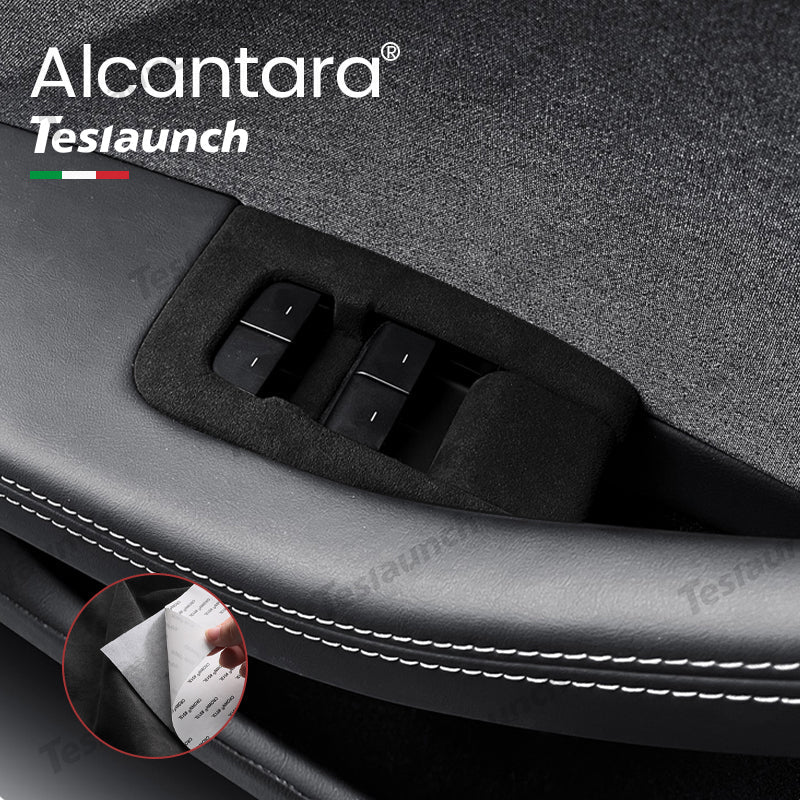 Alcantara Window Switch Button Cover Sticker 6 PCS For 2024+ Model 3 Highland