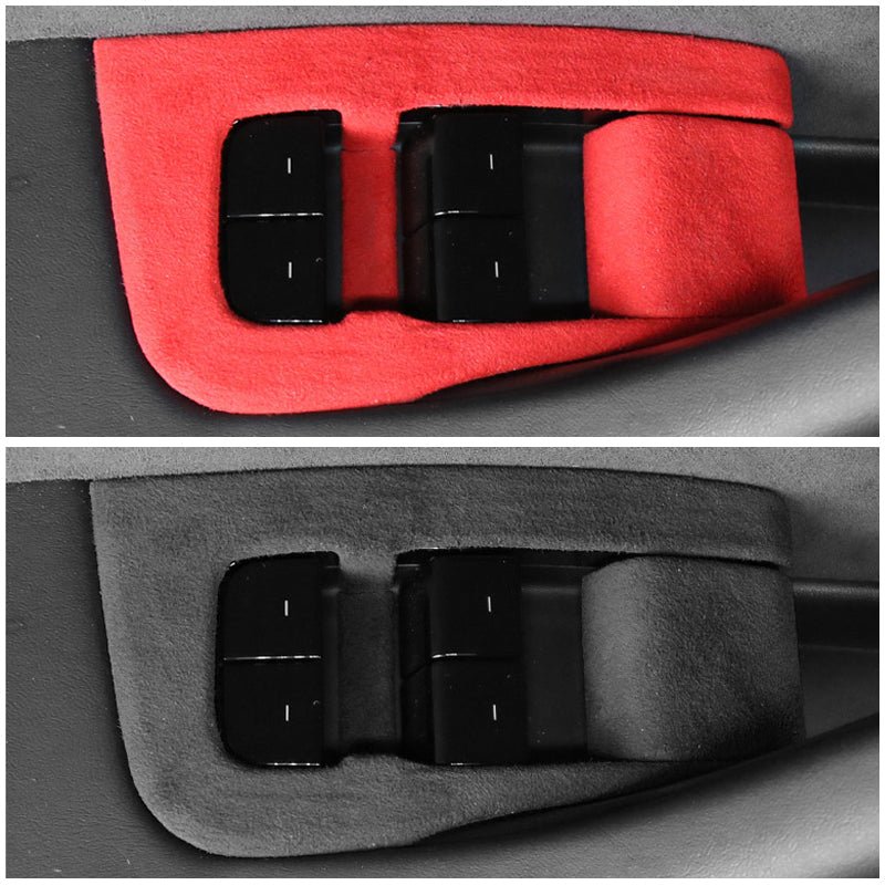 Alcantara Window Switch Button Covers (4 Pcs) For Tesla Model 3/Y (2017-2023)-for Left Hand Drive
