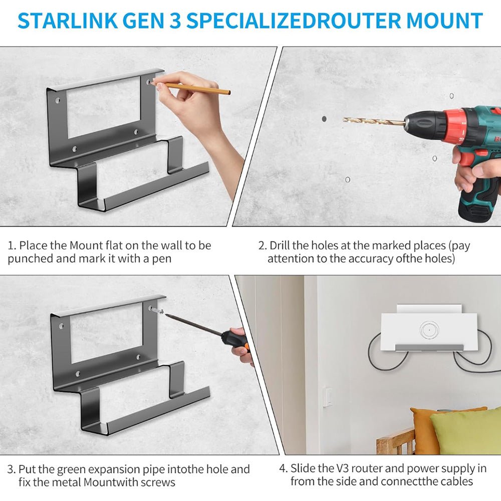 All-in-One Metal Router & Power Supply Wall Mount Kit for Starlink Gen 3