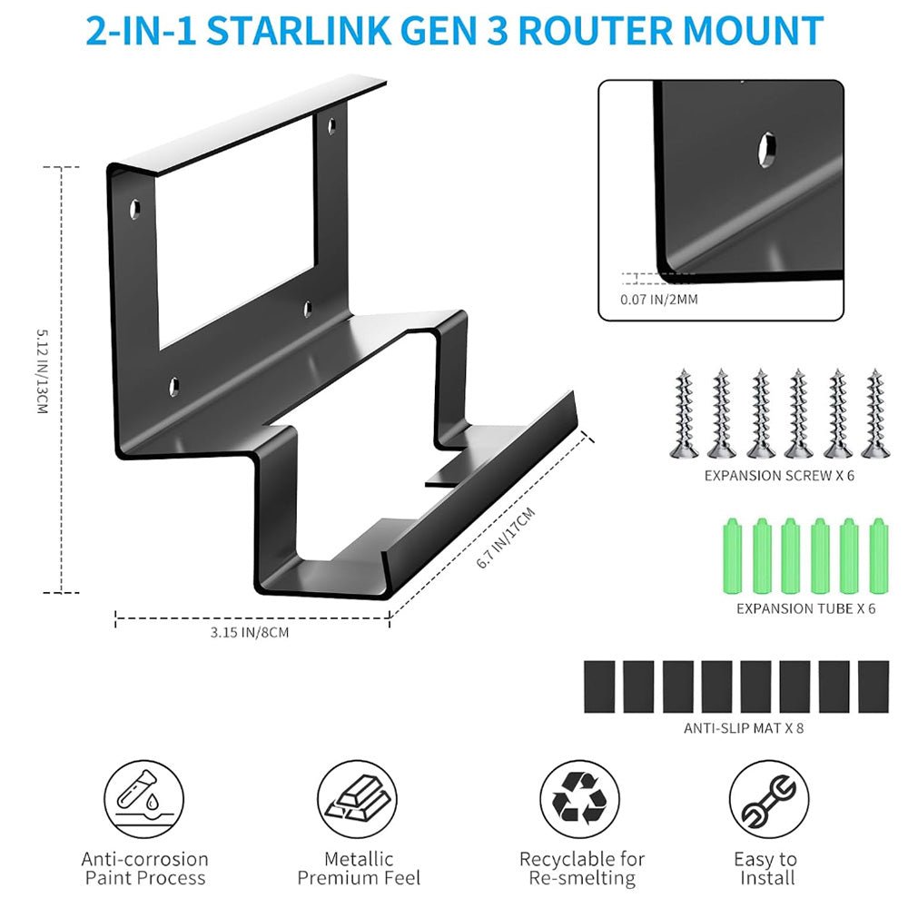 All-in-One Metal Router & Power Supply Wall Mount Kit for Starlink Gen 3