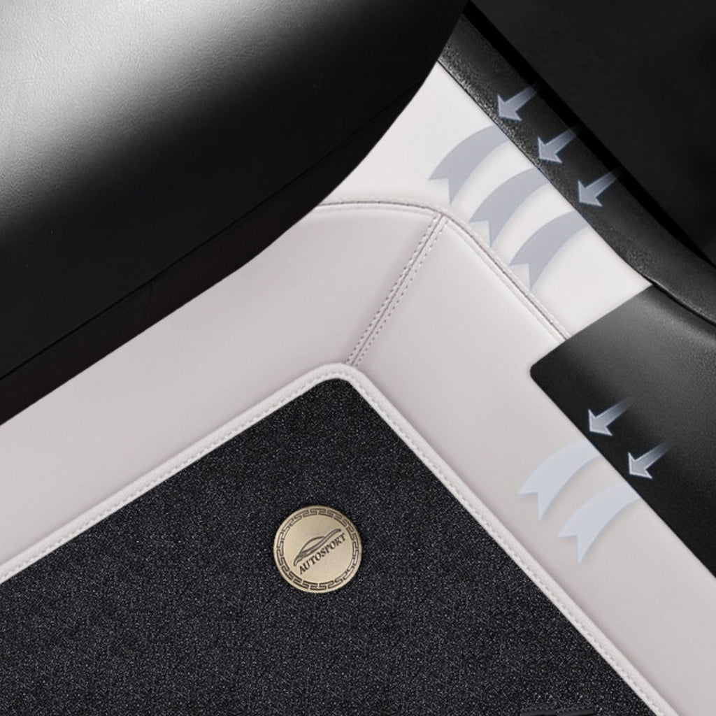 All-Round White Leather Floor Mats for Tesla Model 3 Highland / Y
