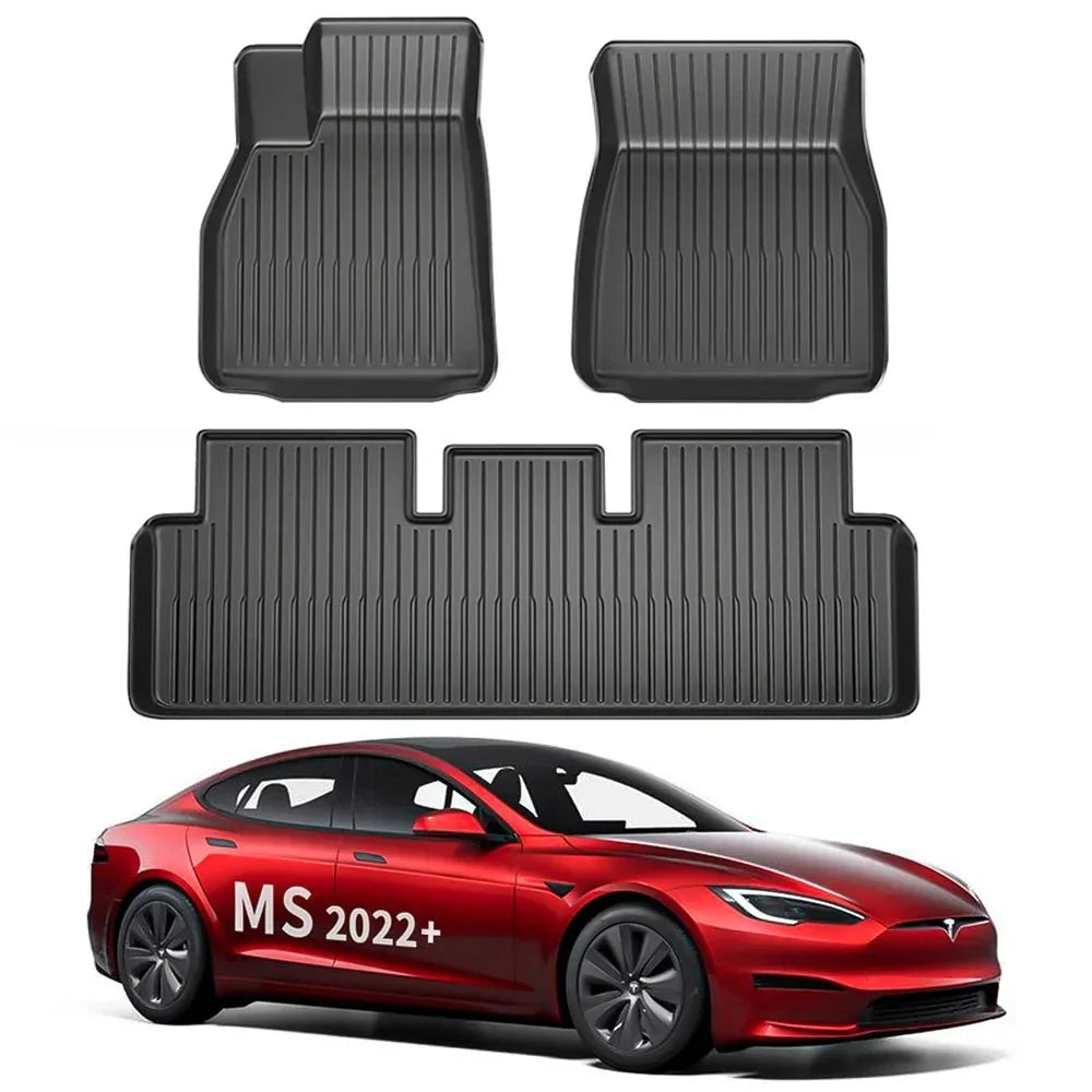 All Weather TPE Interior Floor Mats Cargo Liners Set for Tesla 2022+ Model S